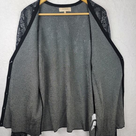 Jones NY Sz 1X Cardigan Snakeskin Black Gray 5 Button Office Eveningwear Party - Picture 4 of 12